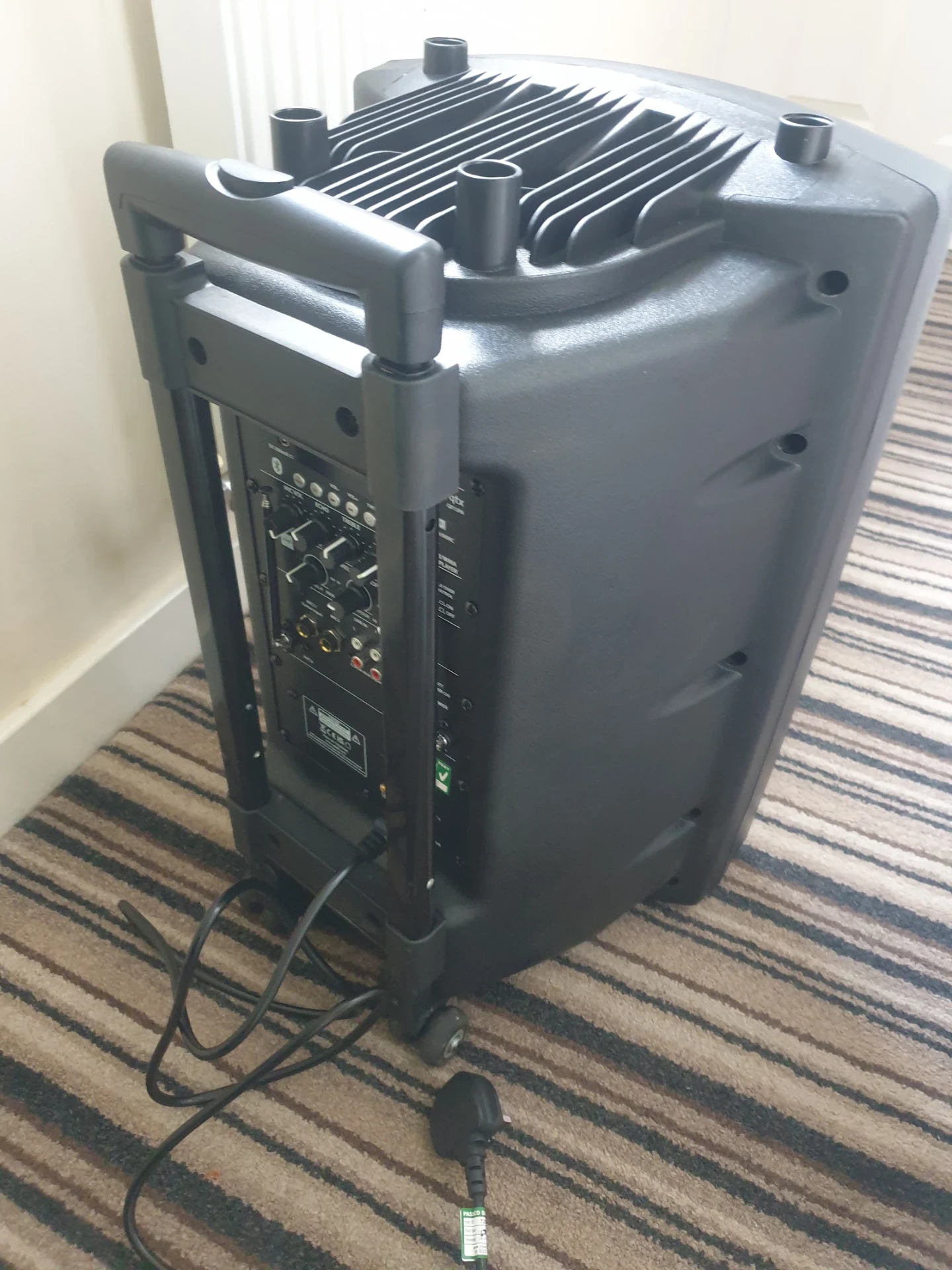 SparkSafe PAT testing a powered PA speaker and audio equipment